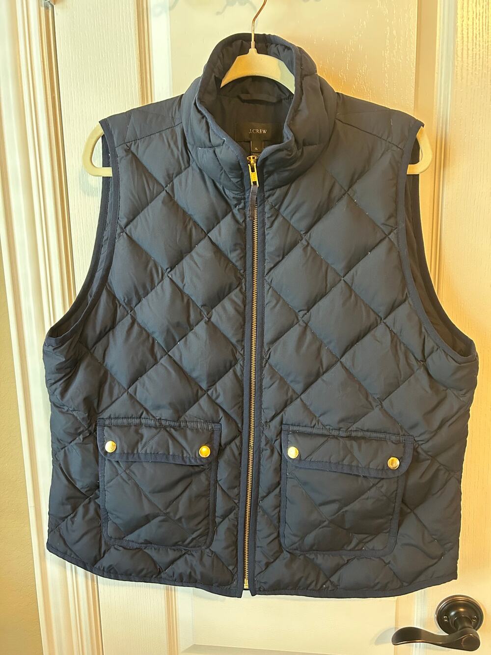 Navy Quilted Men's XL Down Filled Vest Zip Up